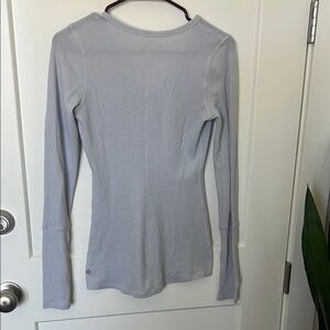 Gray Ribbed Long Sleeve Bodysuit